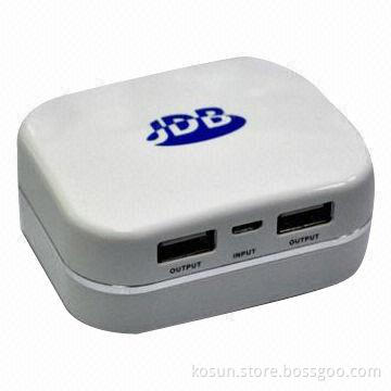 6,000mAh Portable Power Bank, 2 x USB, 5V, 1,000mA Output
